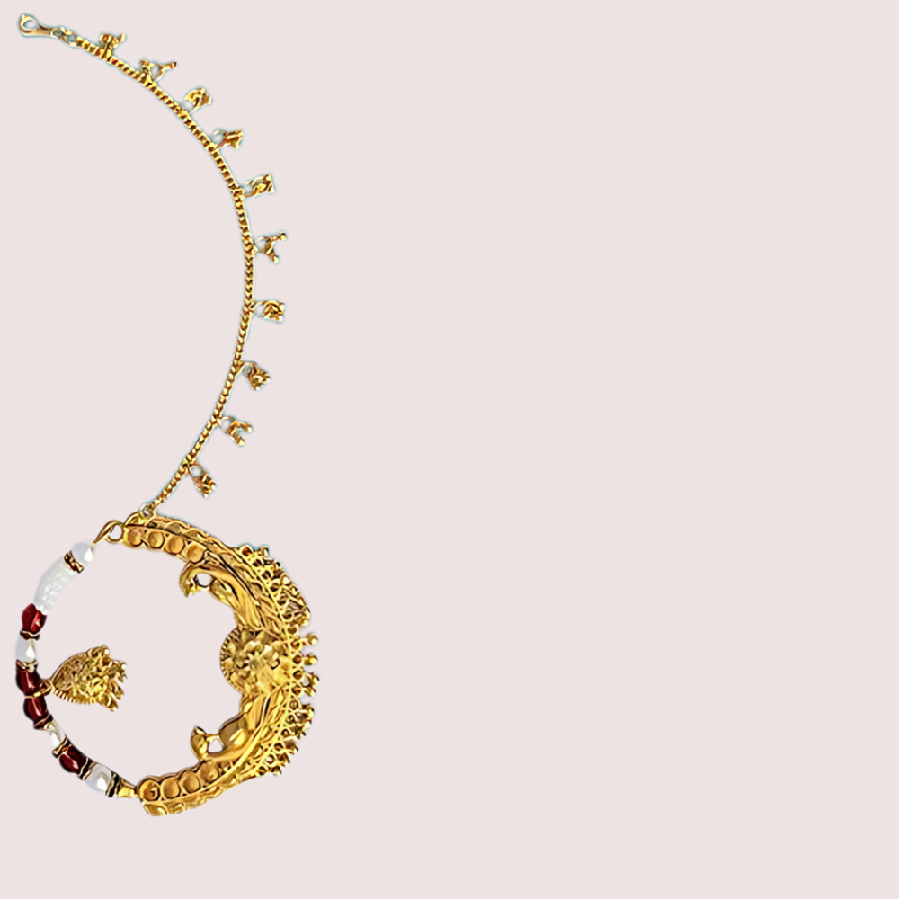 Kumauni Gold-Plated Guluband &amp; Nath Jewellery Set